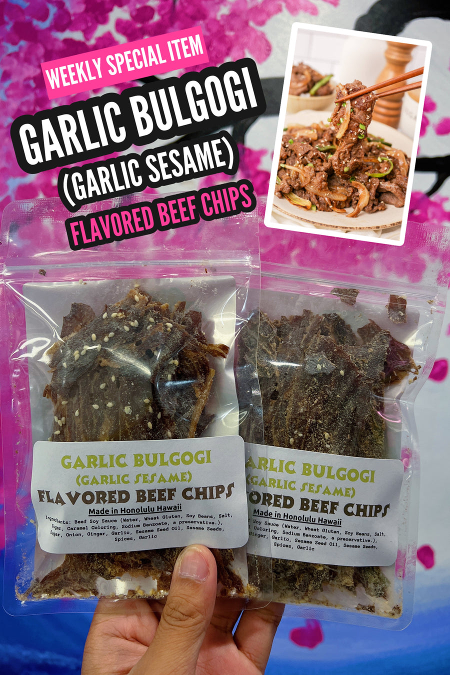 Garlic Bulgogi (Garlic Sesame) Flavored Beef Chips